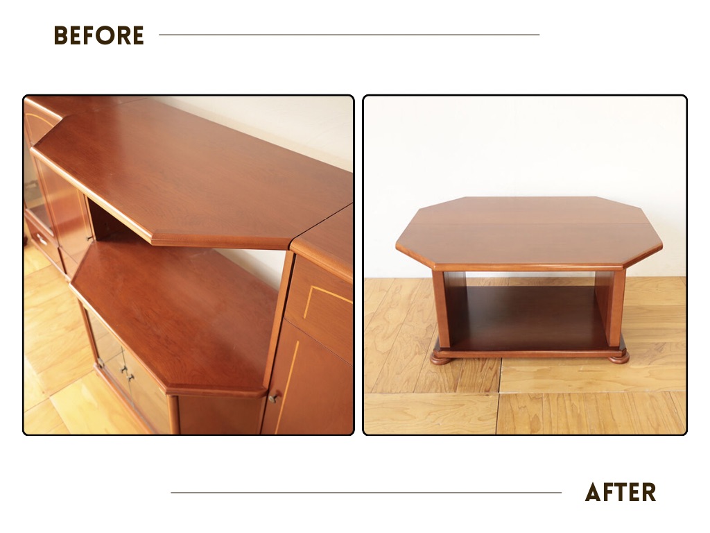 リビングボードから作ったテーブルビフォーアフター