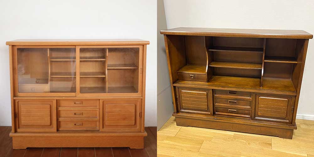 R1410:食器棚を再塗装。ダイニングセットに合わせた濃色にのイメージ