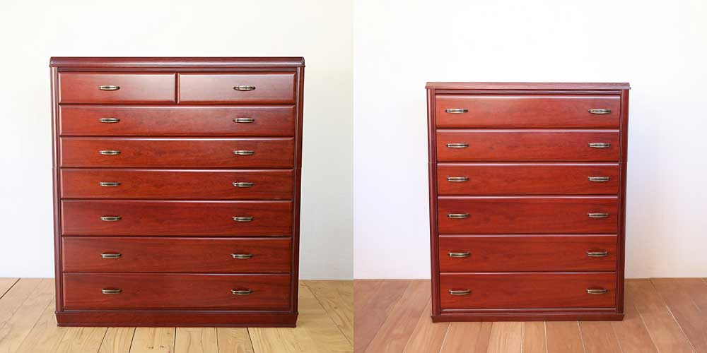 R1412:整理タンスをリサイズ。引き出し1段分高さをコンパクトにのイメージ