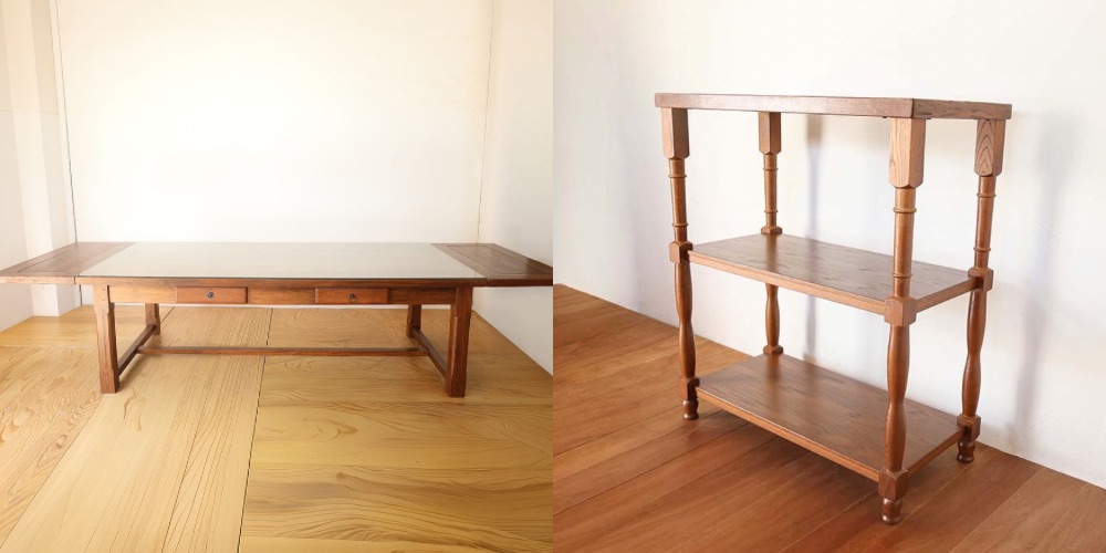 R1423:テーブルの延長天板を新たな用途へ。オープン収納棚にリメイクのイメージ