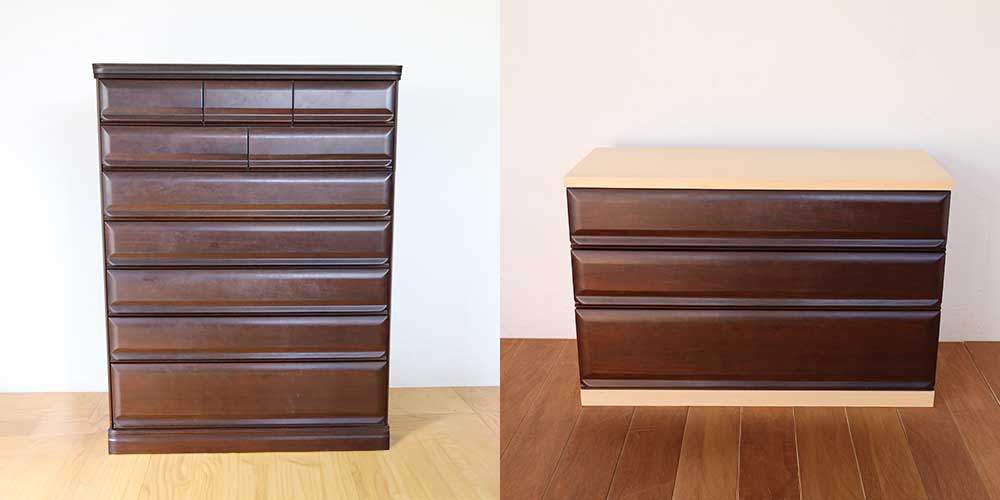 R1432:整理タンスを3段チェストにリメイク。奥行きもコンパクトにのイメージ